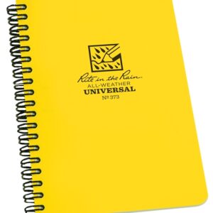 Rite in the Rain 373 Side Spiral Notebook, Universal Sheet, 7 in L x 4-7/8 in W Sheet, 32-Sheet, White Sheet