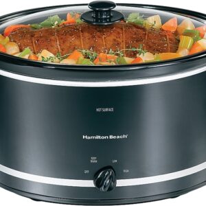 Hamilton Beach 33182 Slow Cooker, 8 qt Capacity, 120 V, 375 W, Manual Control, Black/Silver