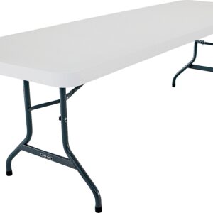 Lifetime Products 2980 Folding Table, 96 in L x 30 in W x 29 in H Open, Steel Frame, Polyethylene Tabletop, Gray/White