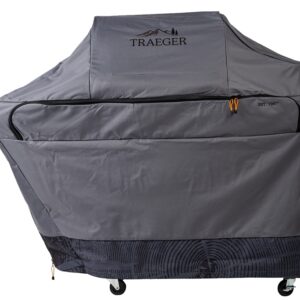 Traeger BAC602 Full-Length Grill Cover, 25 in W, 59 in D, 51 in H, Nylon/Polyester, Gray/Orange/Red