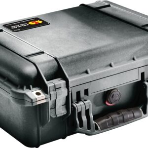 Pelican 1400WF Protector Case with Polyurethane Foam, 13.37 in L, 11.62 in W, 6 in H, Polypropylene, Black