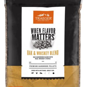 Traeger PEL418 Wood Pellet, Oak Hardwood/Whiskey Staves, 20 lb Bag