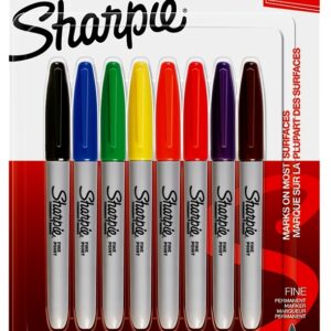 Sharpie 30217 Permanent Marker, Includes: Black, Blue, Orange, Purple, Green, Yellow, Red and Brown Markers