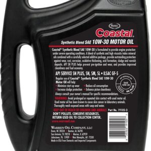 Warren 01805 Motor Oil, 10W-30, 5 qt