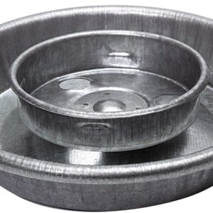 Little Giant 9826 Waterer Base, 5-1/2 in Dia, 1-1/4 in H, 1 qt Capacity, Galvanized Steel