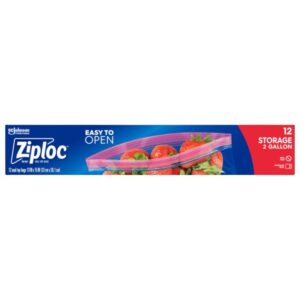 Ziploc 01143 Storage Bag, 2 gal Capacity, Plastic