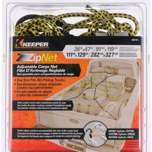 Keeper ZipNet 06141 Adjustable Cargo Net, 86 in L, 74 in W, Rubber, Black/Yellow