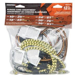 Keeper 06313 Bungee Cord, Steel End, Rubber, Hook End, 12/PK