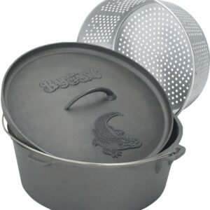 Bayou Classic 7420 Dutch Oven with Basket, 20 qt Capacity, Iron, 17.83 in Dia