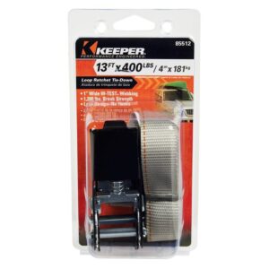Keeper 85512 Tie-Down, 1 in W, 13 ft L, Polyester, Gray, 400 lb