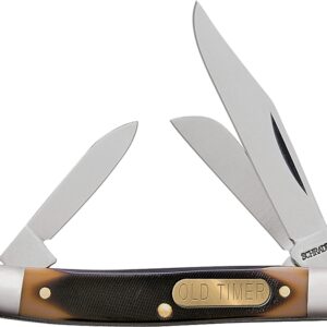 Old Timer 108OT Junior Folding Pocket Knife, 2 in L Blade, Stainless Steel Blade, 3-Blade, Sawcut Handle