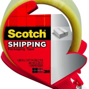 Scotch 3350S-RD Series Packaging Tape, Lightweight, 54.6 yd L, Clear, 1.88 in W, Polypropylene Backing