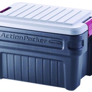 Rubbermaid ActionPacker RMAP240000 Storage Box, Plastic, Black, 26-1/2 in L, 19.3 in W, 17.4 in H