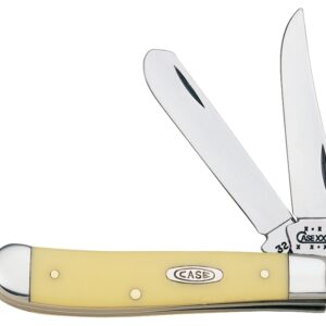 Case 00029 Folding Pocket Knife, 2.7 in Clip, 2-3/4 in Spey L Blade, Vanadium Steel Blade, 2-Blade, Yellow Handle