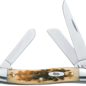 Case 00042 Folding Pocket Knife, Clip and Spey Blade, Polished Mirror Blade, Stainless Steel Blade, 3-Blade
