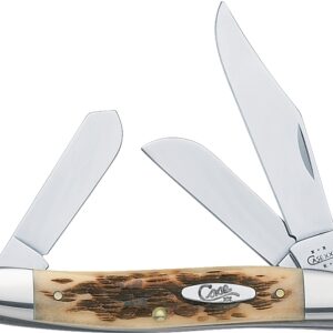 Case 00128 Folding Pocket Knife, 2.92 in Clip, 2.15 in Sheep Foot, 1.9 in Spey L Blade, Stainless Steel Blade, 3-Blade