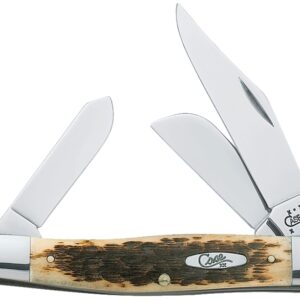 Case 00204 Folding Pocket Knife, 3.3 in Clip, 2.3 in Sheep Foot, 2.2 in Spey L Blade, Chrome Vanadium Steel Blade