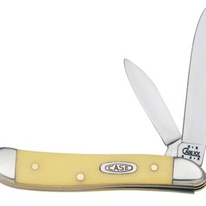 Case 030 Folding Pocket Knife, 2.1 in Clip, 1.53 in Pen L Blade, Chrome Vanadium Steel Blade, 2-Blade, Yellow Handle
