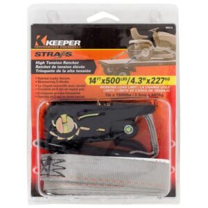 Keeper 05514 Tie-Down, 1 in W, 14 ft L, Polyester, Gray, 500 lb, S-Hook End Fitting