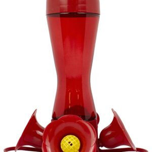 Perky-Pet 403CP Bird Feeder, 8 oz, 4-Port/Perch, Plastic, Red, 9-1/2 in H