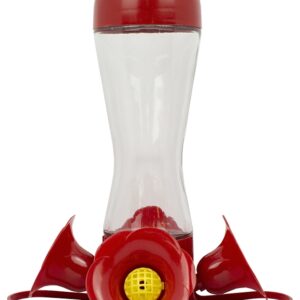 Perky-Pet 203CPBN Bird Feeder, 8 oz, 4-Port/Perch, Glass/Plastic, Bright Red, 8.38 in H