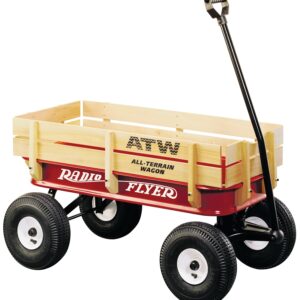 Radio Flyer 32Z Terrain Wagon, 200 lb, Steel/Wood, Red, Pneumatic Wheel