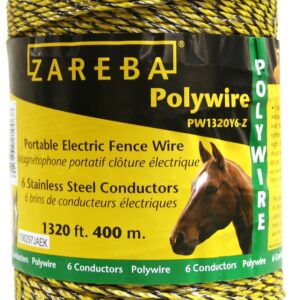 Zareba PW1320Y6-Z Polywire, Stainless Steel Conductor, Yellow, 1320 ft L