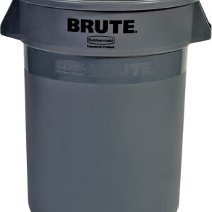 Rubbermaid 263200GRAY Trash Container, 32 gal Capacity, Polyethylene, Gray