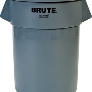 Rubbermaid 265500GRAY Trash Container, 55 gal Capacity, Linear Low-Density Polyethylene, Gray