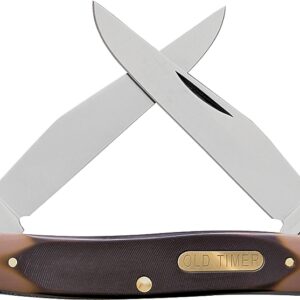 Old Timer 77OT Folding Pocket Knife, Duel Clip Point with Nail Pull Blade, 6.9 in OAL, 3 in L Blade, 2-Blade