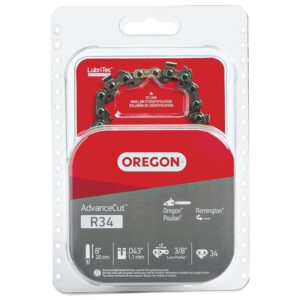 Oregon R34 Chainsaw Chain, 8 in L Bar, 0.043 Gauge, 3/8 in TPI/Pitch, 34-Link