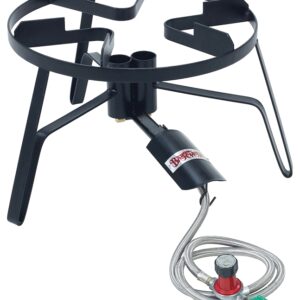 Bayou Classic SP2 Jet Cooker with Hose Guard, 2-Burner, LPG, 210,000 Btu, Manual Ignition, Steel