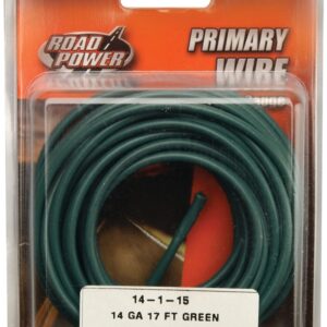 CCI 56421933 Primary Wire, 14 ga Wire, 60 VDC, Copper Conductor, Green Sheath, 17 ft L