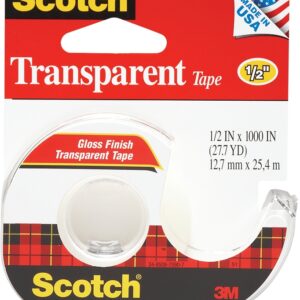 Scotch 174 Transparent Tape, 1100 in L, 1/2 in W, Acetate Backing