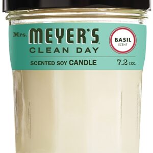 Mrs. Meyer's 44116 Soy Candle, Basil Scent Fragrance, 35 hr Burning, Creamy Candle