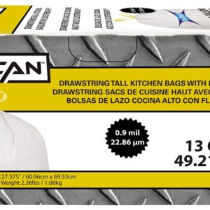 Vulcan FG-O3812-04 Kitchen Trash Bag, 13 gal, White