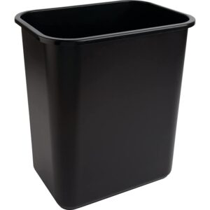 Continental Commercial 2818BK Waste Basket, 28.125 qt, Plastic, Black, 15 in H