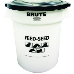 Rubbermaid 1868861 Feed-Seed Container with Lid, Plastic, White