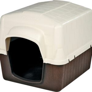 Aspenpet Petbarn 3 25163 Dog House, 32 in OAL, 26 in OAW, 24 in OAH, Plastic, Coffee Grounds Brown/Sand