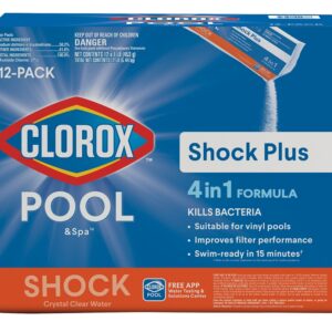 Clorox POOL & Spa Shock Plus 32612CLX Series Pool Chemical, 1 lb Bag, Solid, Chlorine, White, 12/PK
