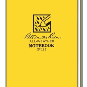 Rite in the Rain 135 Pocket Notebook, 3 x 5 in Sheet, 50-Sheet, White Sheet, Top Spiral Binding