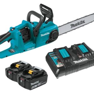 Makita XCU04PT Chainsaw Kit, Battery Included, 5 Ah, 18 V, Lithium-Ion, 16 in L Bar, 3/8 in Pitch