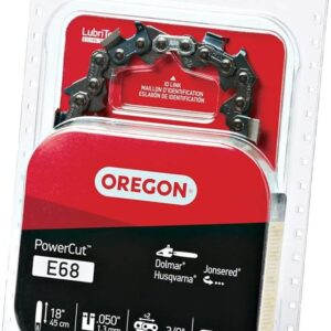Oregon PowerCut E68 Chainsaw Chain, 18 in L Bar, 0.05 Gauge, 3/8 in TPI/Pitch, 68-Link