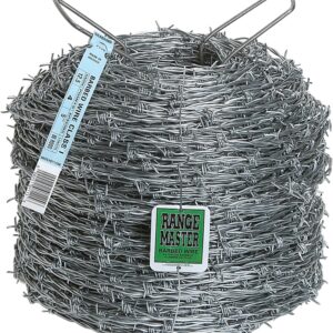 Rangemaster Commercial Class 7136 Barbed Wire, 1320 ft L, 12-1/2 Gauge, 5 in Points Spacing, Zinc