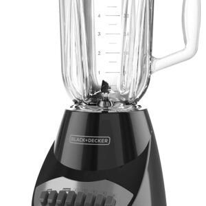 Black+Decker BL2010BG Countertop Blender, 40 oz Bowl, 550 W, 10-Speed, Plastic, Black, Glass Bowl