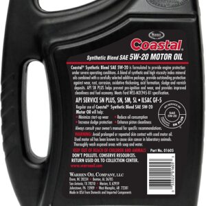 Warren 01605 Motor Oil, 5W-20, 5 qt