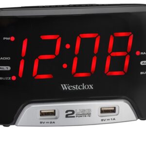 Westclox 80227WM Clock Radio, LED Display, Snooze, 20 -Station