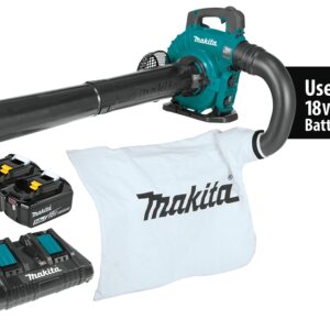 Makita XBU04PTV Brushless Blower Kit with Vacuum Attachment Kit, Battery Included, 5 Ah, 18 V, Lithium-Ion, 448 cfm Air