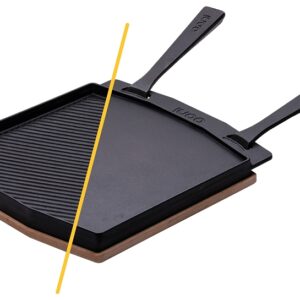 Ooni UU-P0A000 Dual-Sided Grizzler Plate, Cast Iron, Cast Iron Handle, Removable Handle