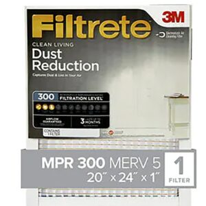 Filtrete 326-4 Air Filter, 24 in L, 20 in W, 5 MERV, 300 MPR, Synthetic Frame
